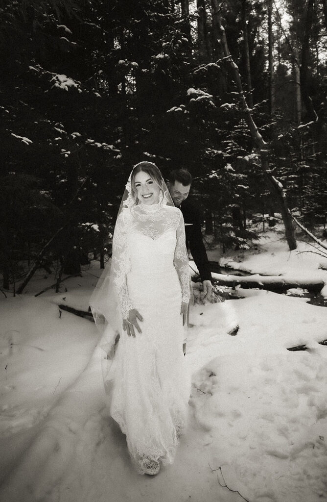 BW Vintage Bride wearing an inspired vintage dress at the Pocono Mountains.
