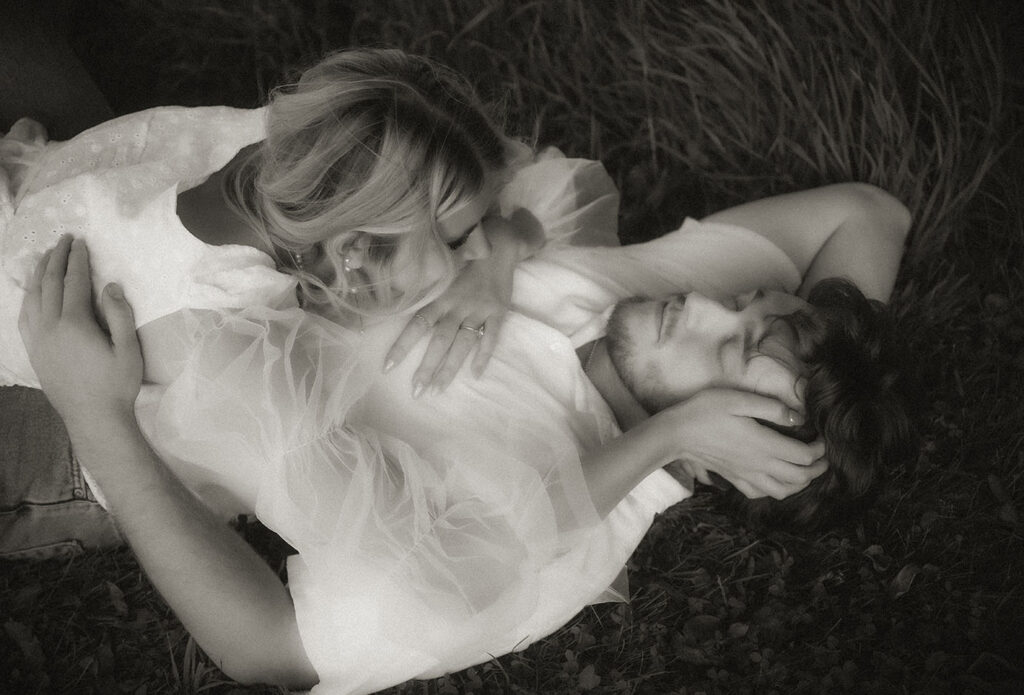 Couple looking at each other while they embrace each other in Pittsburgh Summer couple photo shoot.