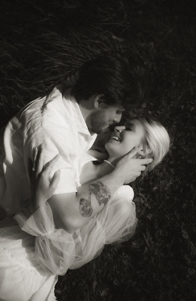 BW Intimate Photo Session of couple during their romantic summer session by Natalia Baqueiro