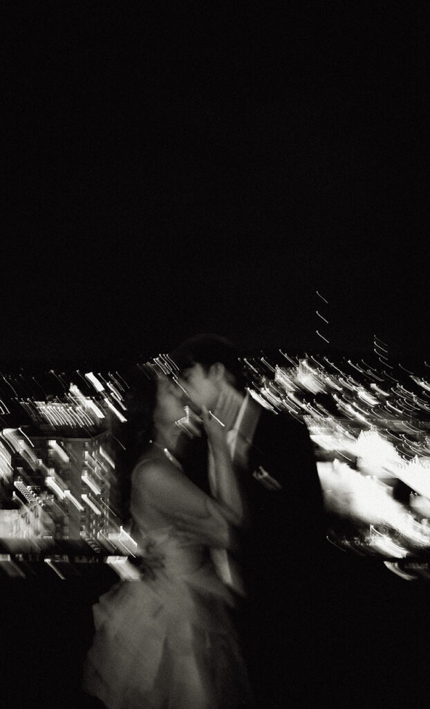Night date photoshoot in Pittsburgh with cinematic city lights
