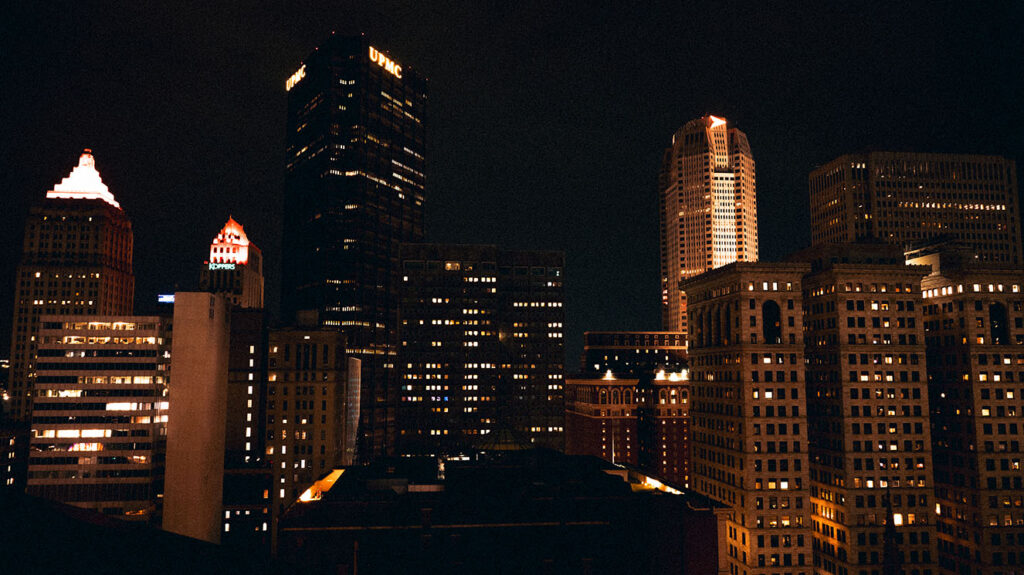 Downtown Pittsburgh at night