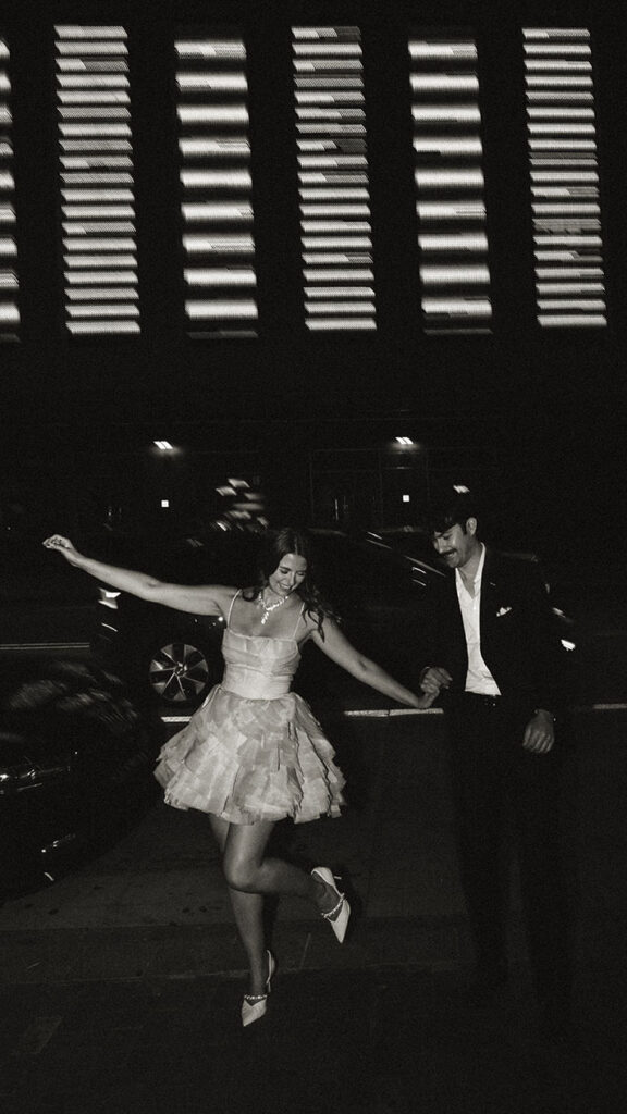 Artistic city engagement photos in Pittsburgh at night