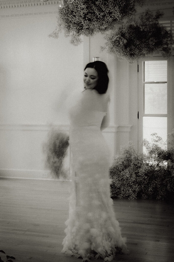 Editorial Artistic movement photo of a bride at her pittsburgh wedding