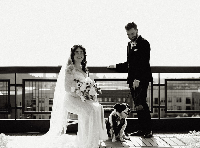 Wedding photos with dog at TRYP Pittsburgh Lawrenceville with editorial documentary style
