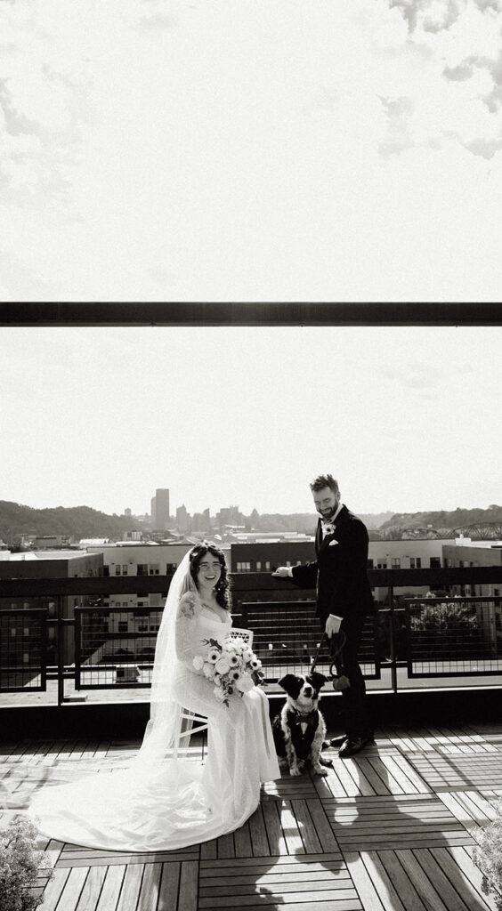 Artistic wedding photography with dog in Pittsburgh blending candid and editorial style