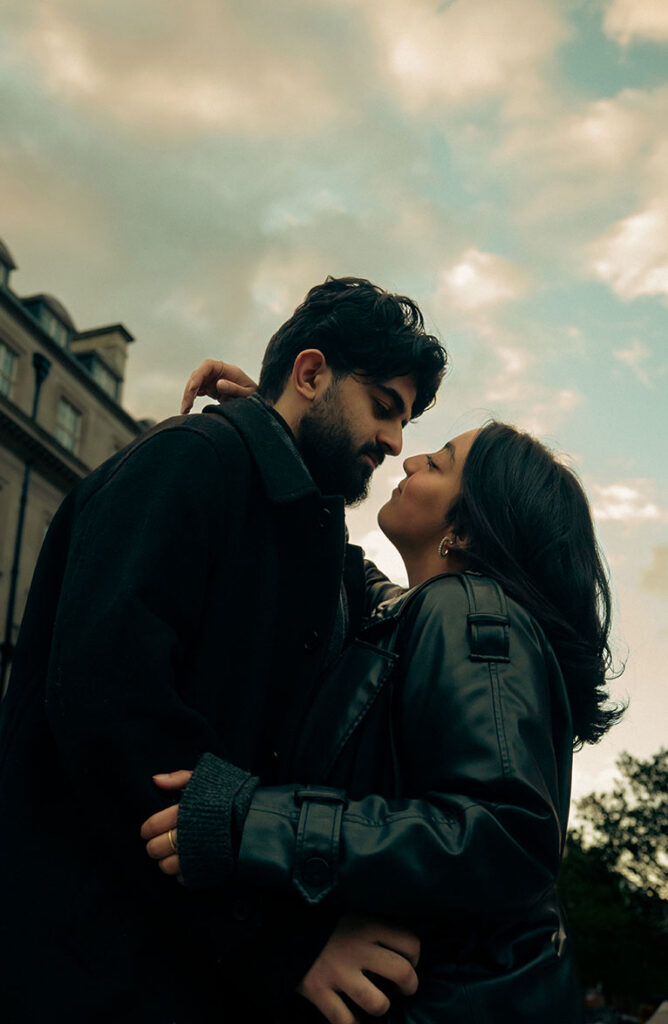 Fashion-inspired couple photography in Mayfair London
