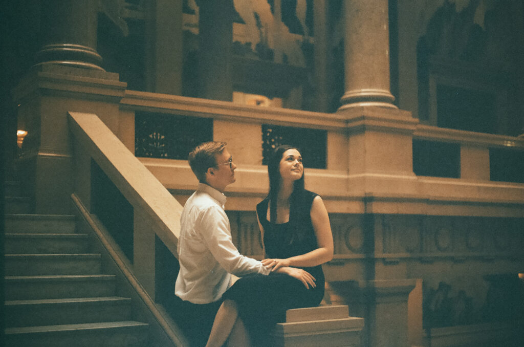 analog film engagement photos Pittsburgh candid storytelling couple