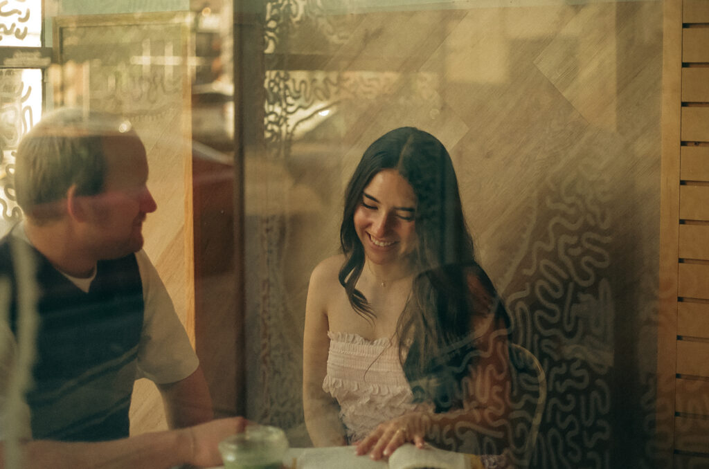 Pittsburgh film photographer documenting engagement session on 35mm film