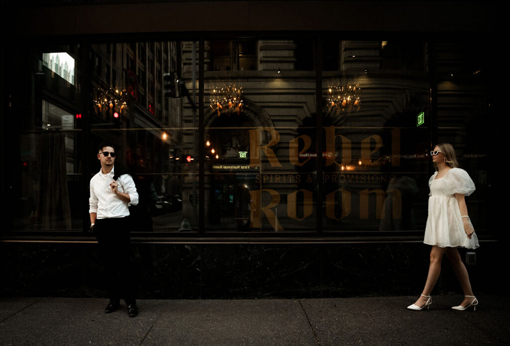 Stylish engagement session in downtown Pittsburgh.