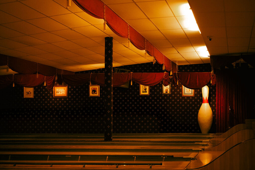 Inside Arsenal Bowl featuring vintage bowling lanes in Pittsburgh