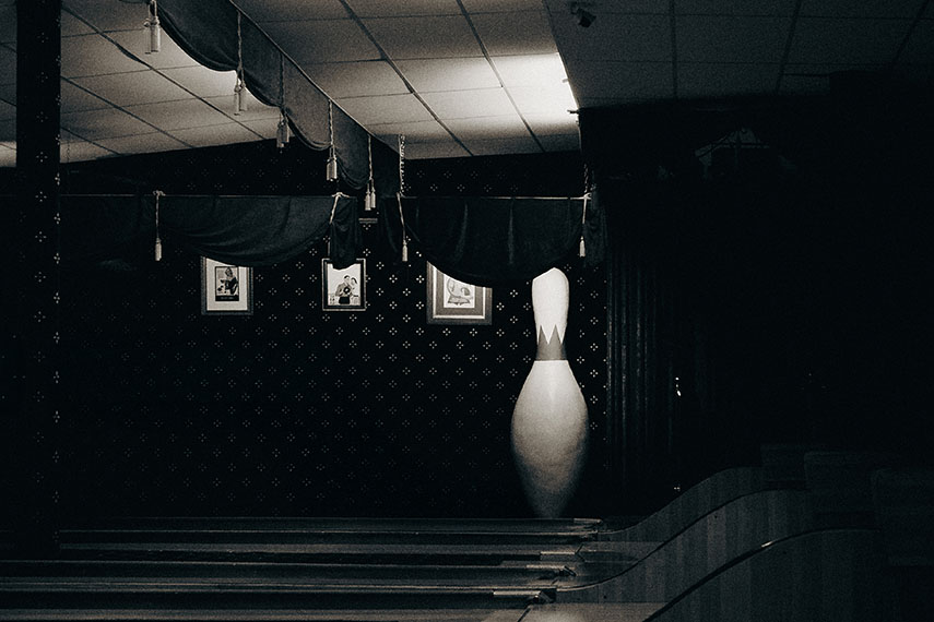 Classic Pittsburgh bowling alley interior at Arsenal Bowl